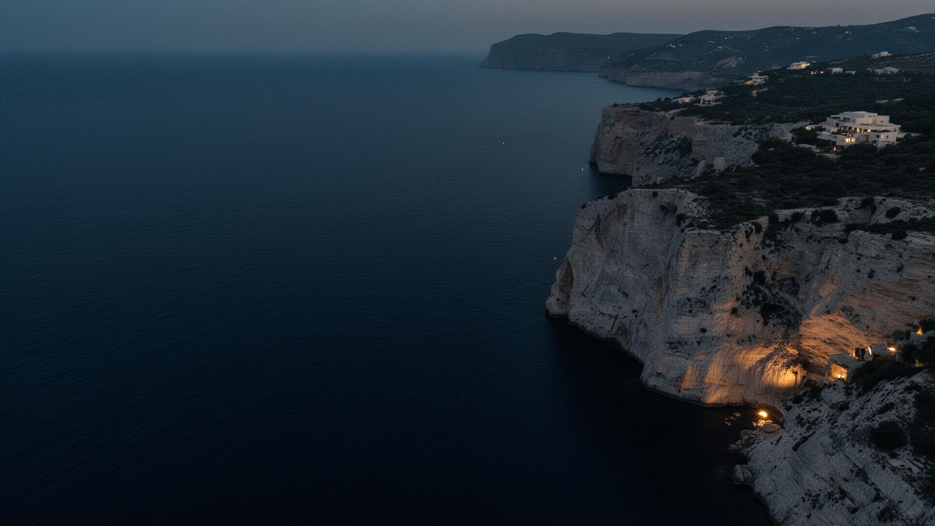 Mediterranean coastline at dusk